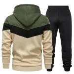 2-piece Color Block Men's Athletic Tracksuit Set, Casual Long Sleeve Hoodie With Drawstring And Jogging Pants Set For Workout Running And Casual Daily Wear